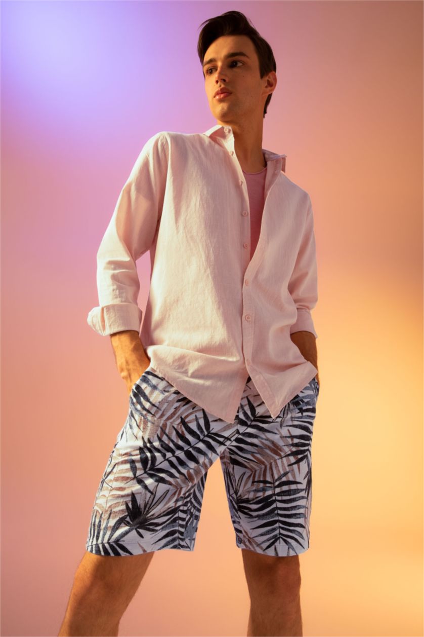 HOMME Orange Chemise basique à manches longues coupe slim