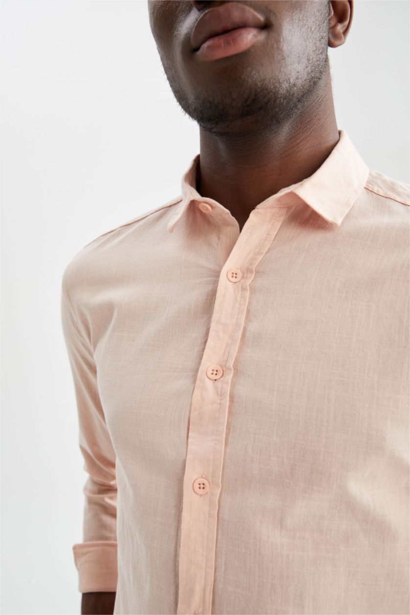 HOMME Orange Chemise basique à manches longues coupe slim