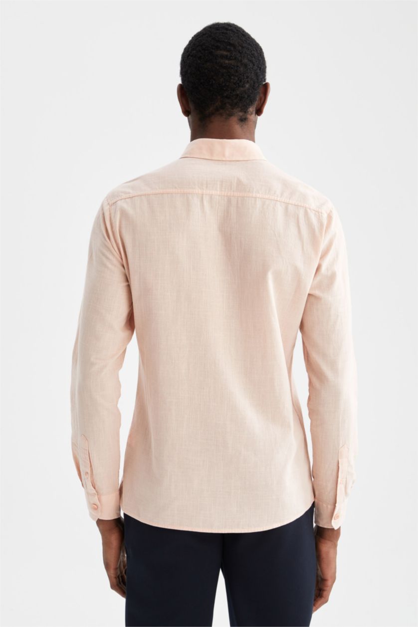 HOMME Orange Chemise basique à manches longues coupe slim