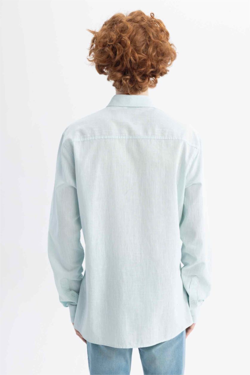 Мужчины Мятный Рубашка приталенного кроя из хлопка