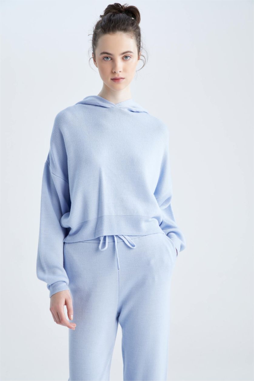 WOMAN Blue Oversize Fit Hooded Pullover