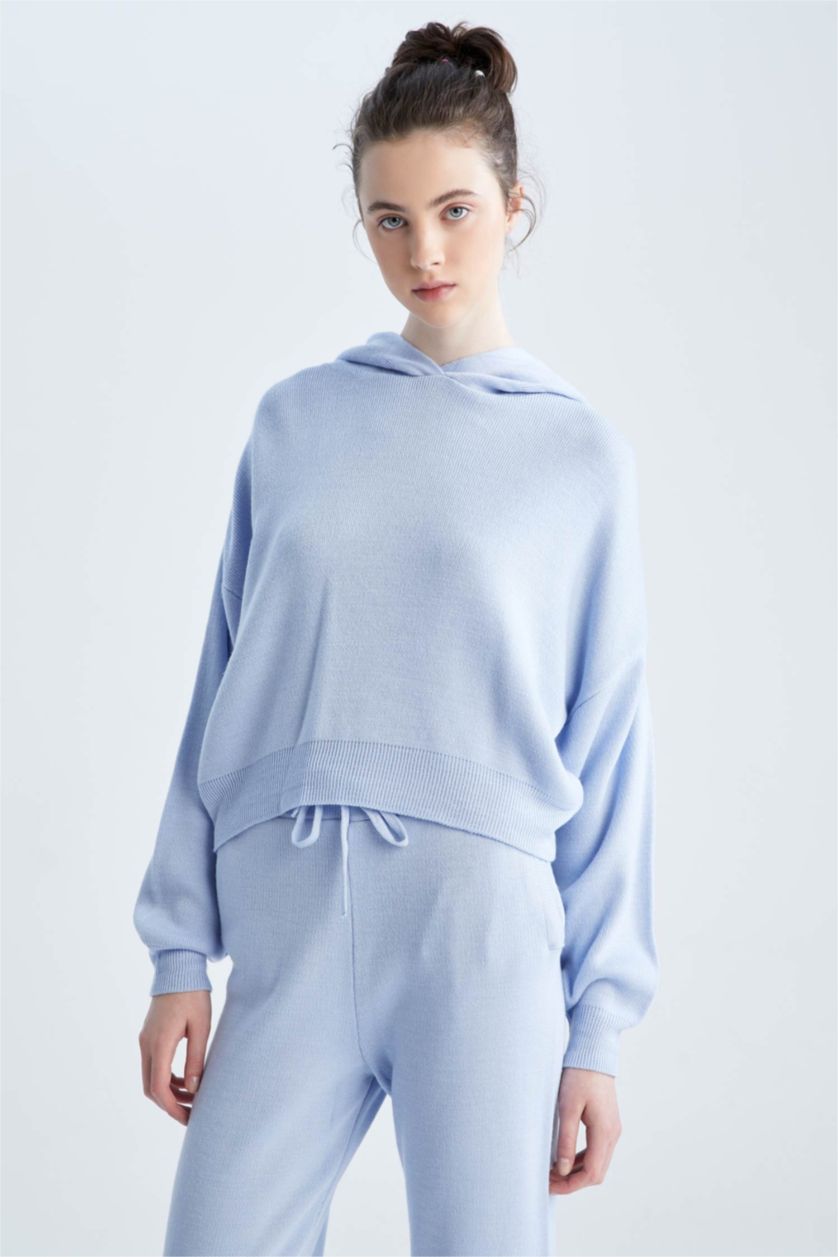 WOMAN Blue Oversize Fit Hooded Pullover
