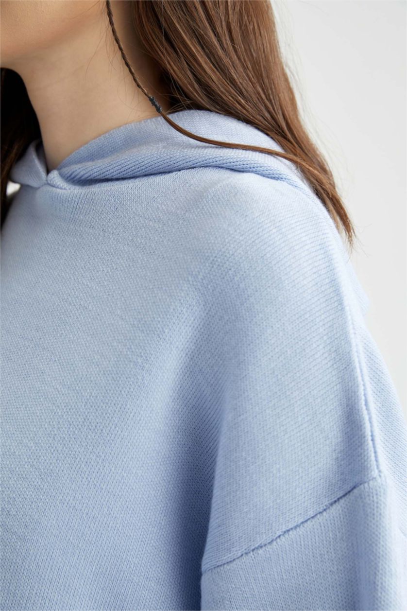 WOMAN Blue Oversize Fit Hooded Pullover