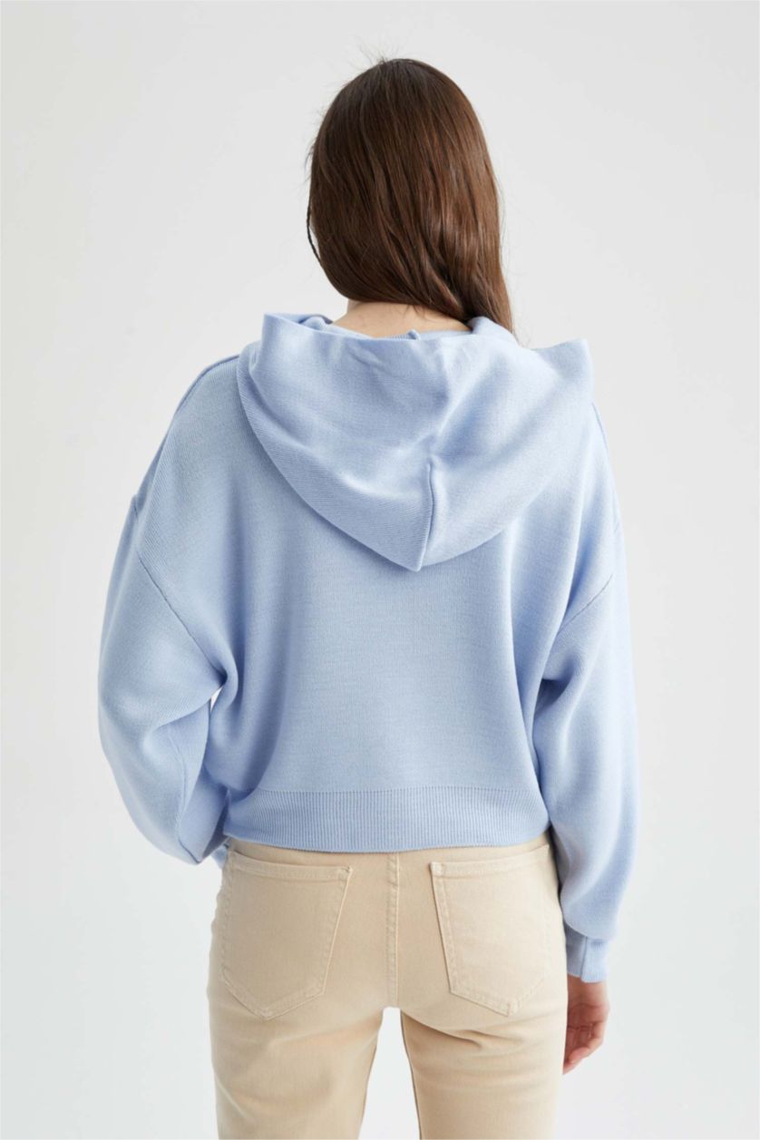 WOMAN Blue Oversize Fit Hooded Pullover