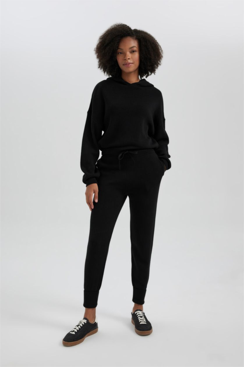 WOMAN Black Oversize Fit Hooded Sweater