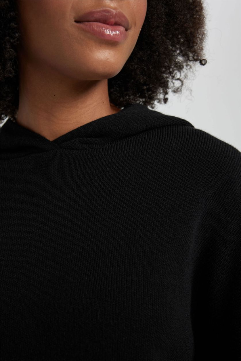 WOMAN Black Oversize Fit Hooded Sweater