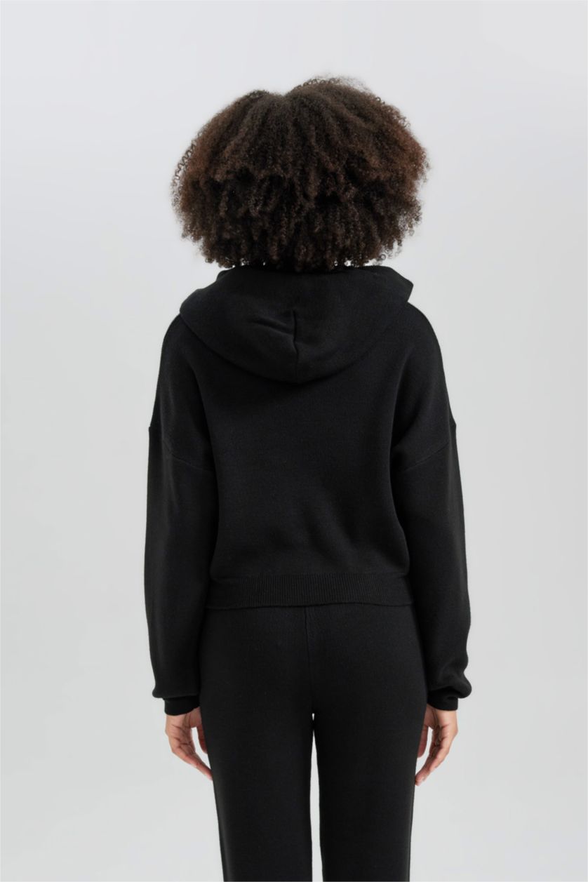 WOMAN Black Oversize Fit Hooded Sweater