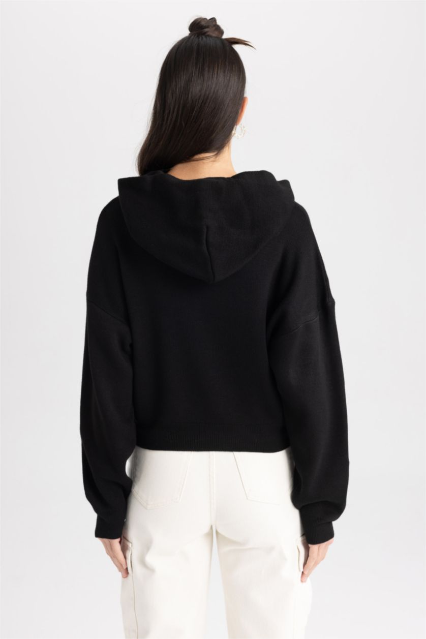 WOMAN Black Oversize Fit Hooded Sweater
