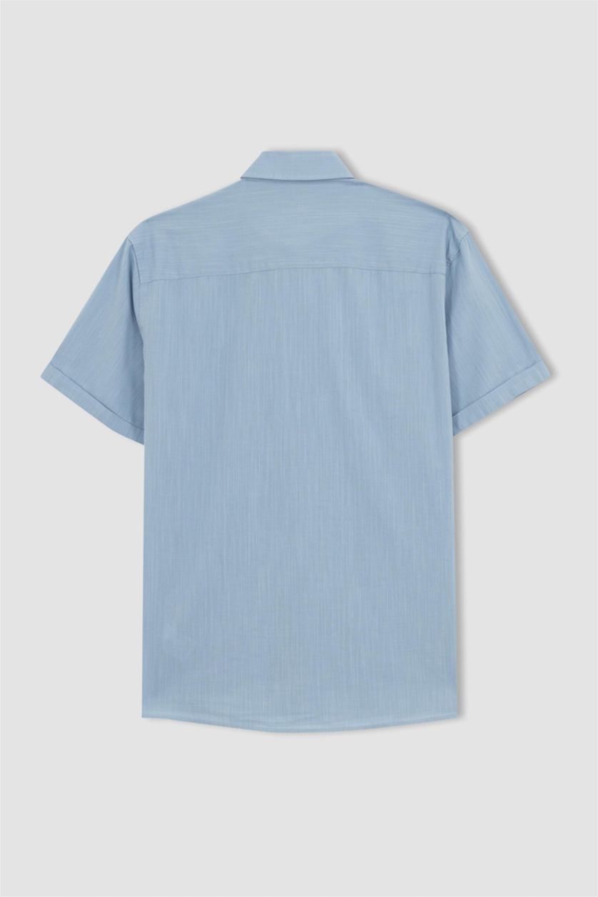 رجال أزرق فاتح قميص بولو سليم فيت وأكمام قصيرة