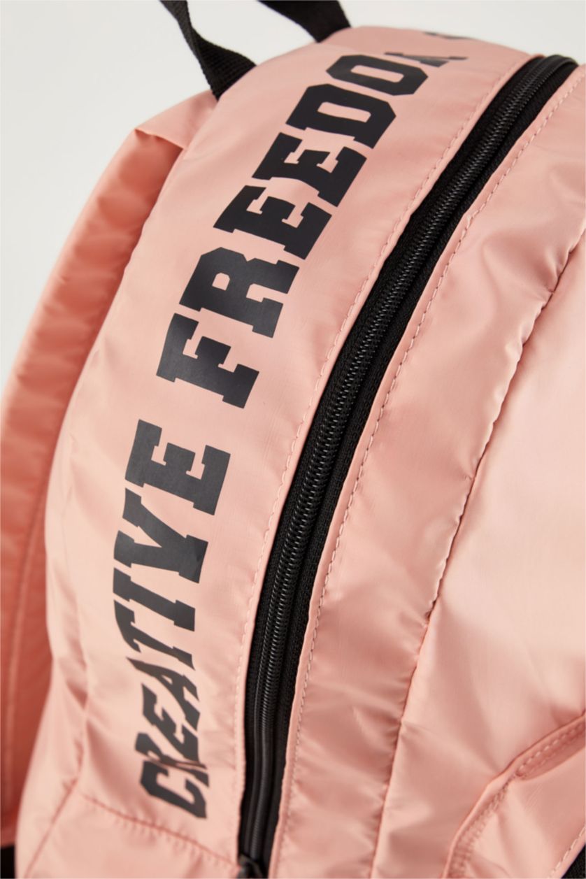 نساء زهري فاتح حقيبة ظهر مطبوعة بشعار