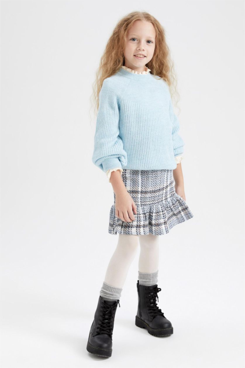 FILLES BLEU Clair Pull Tricot Col rond Fille
