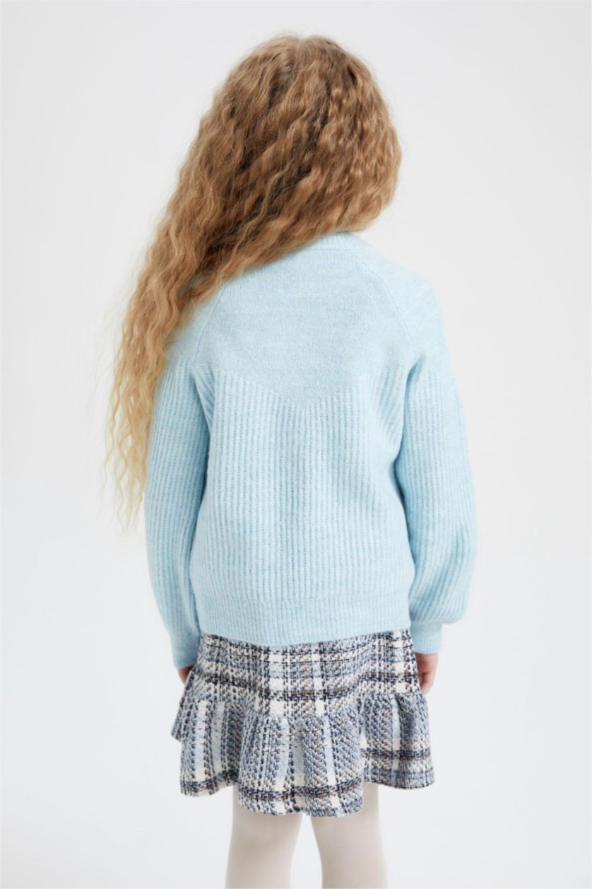 FILLES BLEU Clair Pull Tricot Col rond Fille