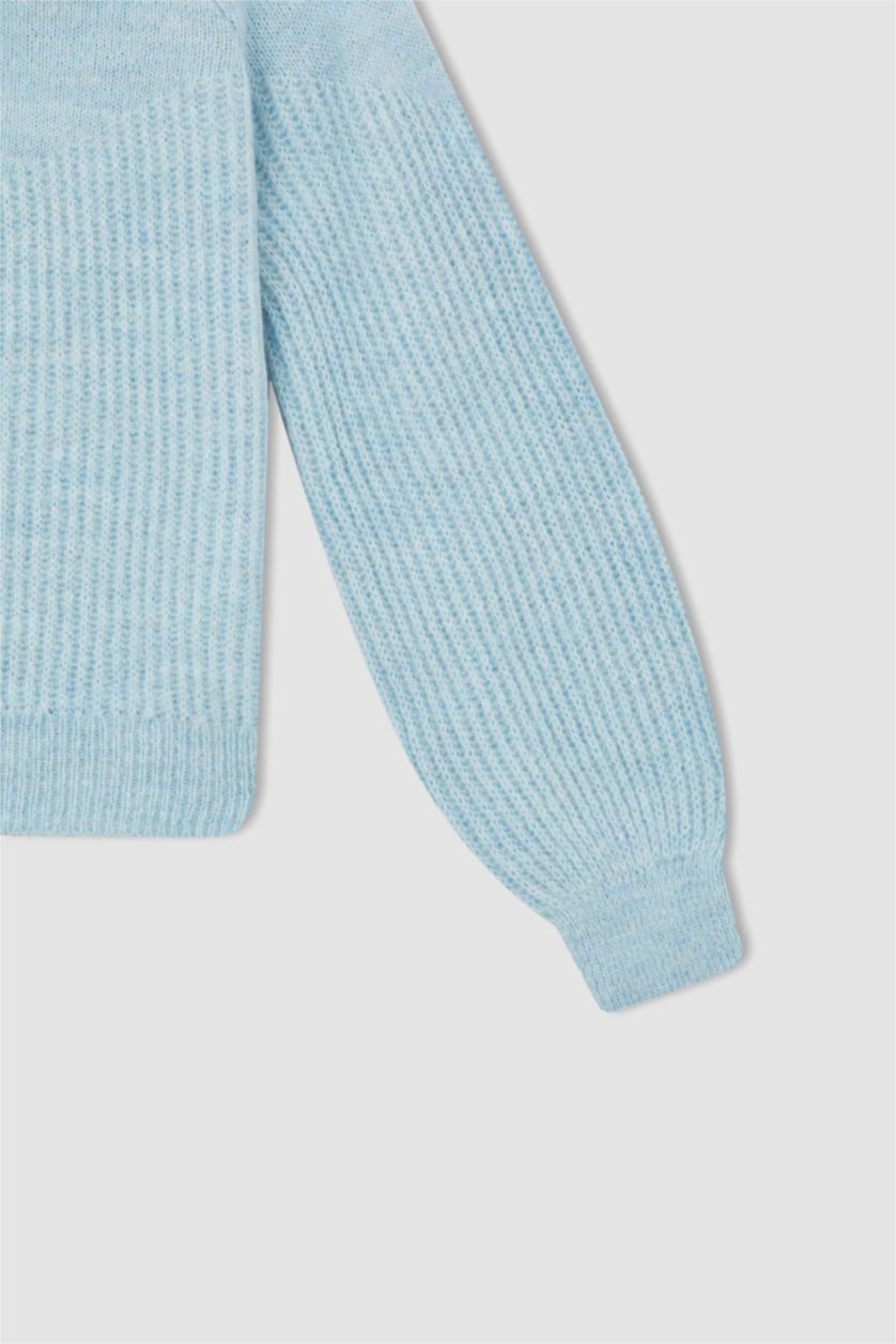 FILLES BLEU Clair Pull Tricot Col rond Fille