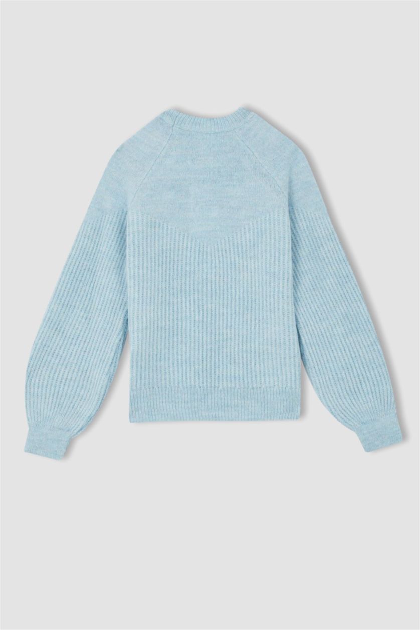 FILLES BLEU Clair Pull Tricot Col rond Fille