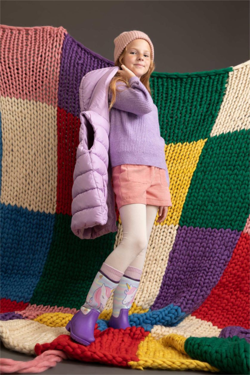 FILLES Violet Clair Pull Tricot Col rond Fille