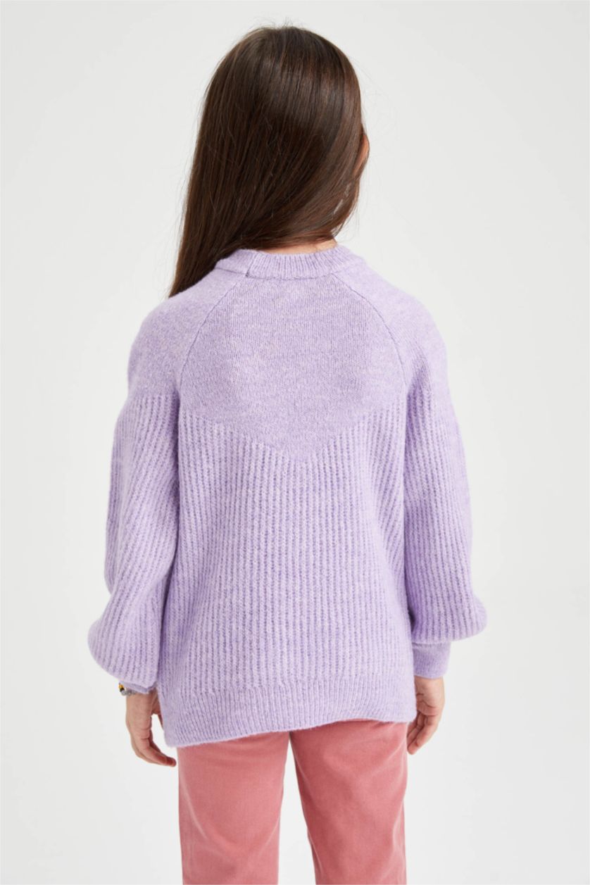 FILLES Violet Clair Pull Tricot Col rond Fille