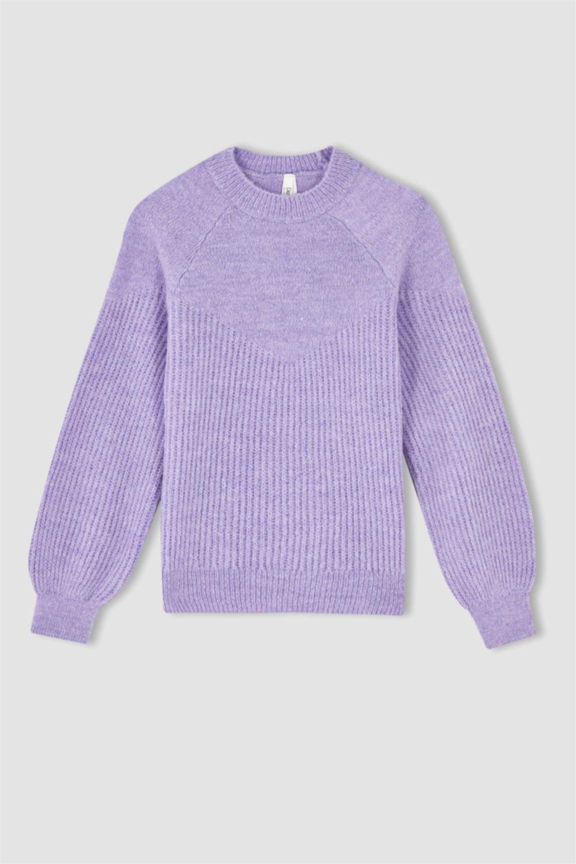 FILLES Violet Clair Pull Tricot Col rond Fille