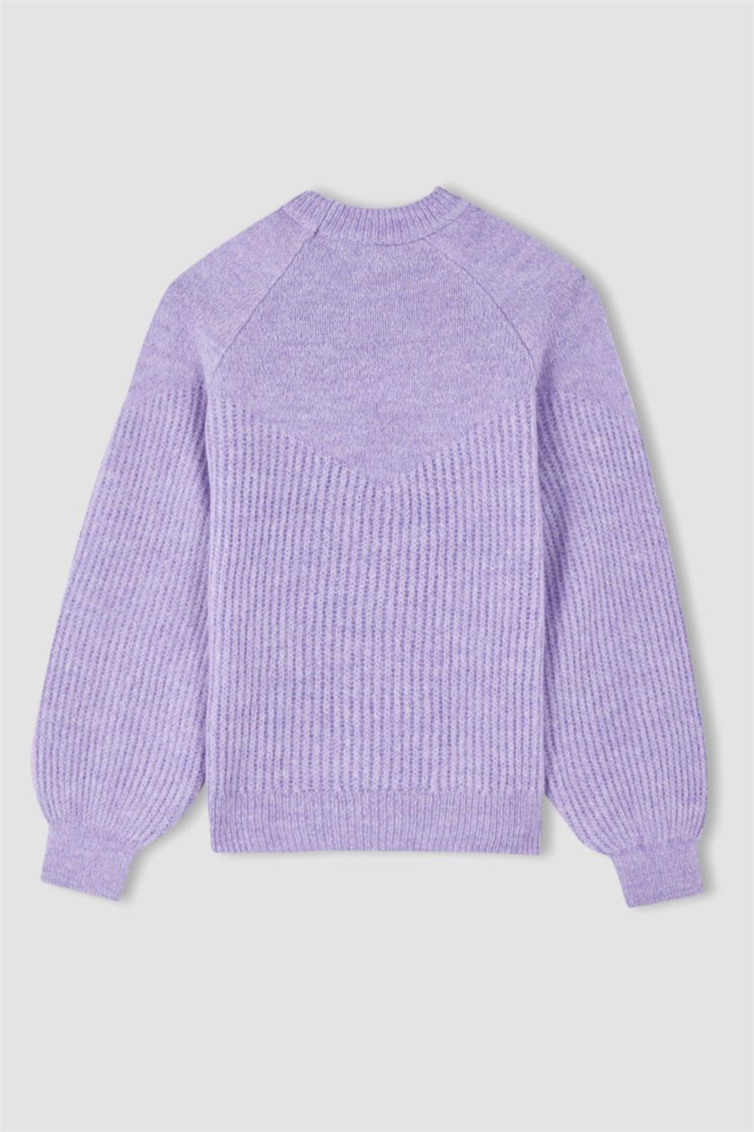 FILLES Violet Clair Pull Tricot Col rond Fille