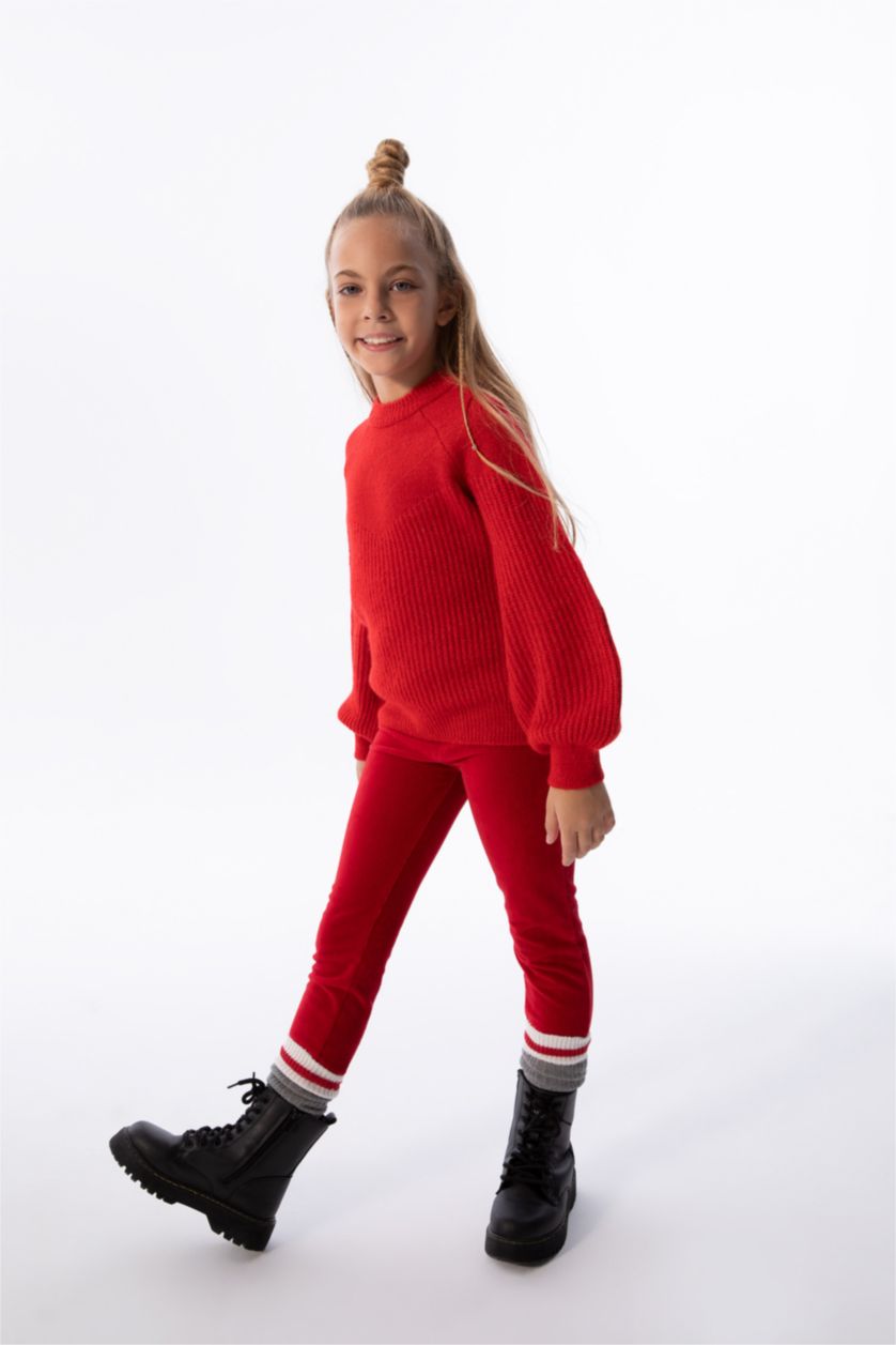 GIRLS & TEENS Red Girl Regular Fit Crew Neck Knitwear Sweater