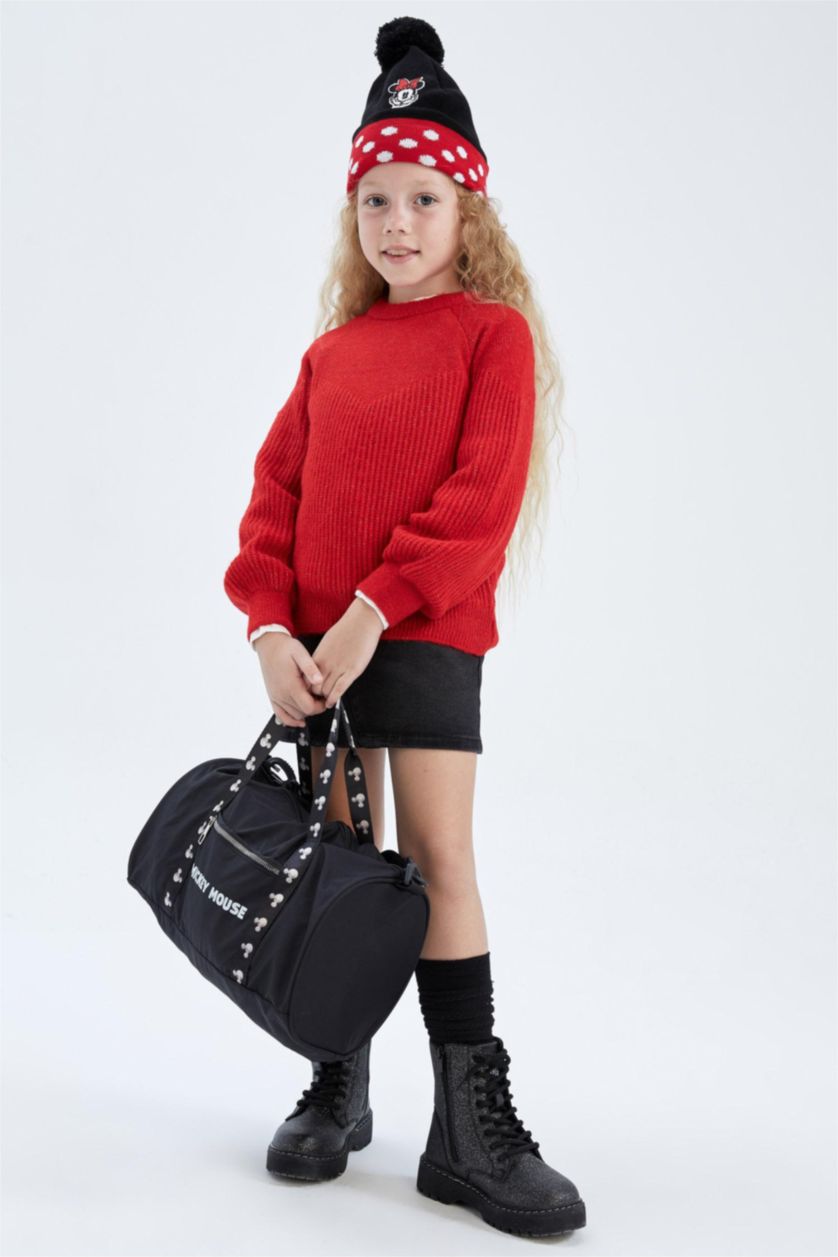 GIRLS & TEENS Red Girl Regular Fit Crew Neck Knitwear Sweater