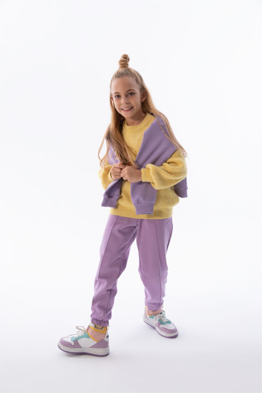 FILLES Jaune Clair Pull Tricot Col rond Fille