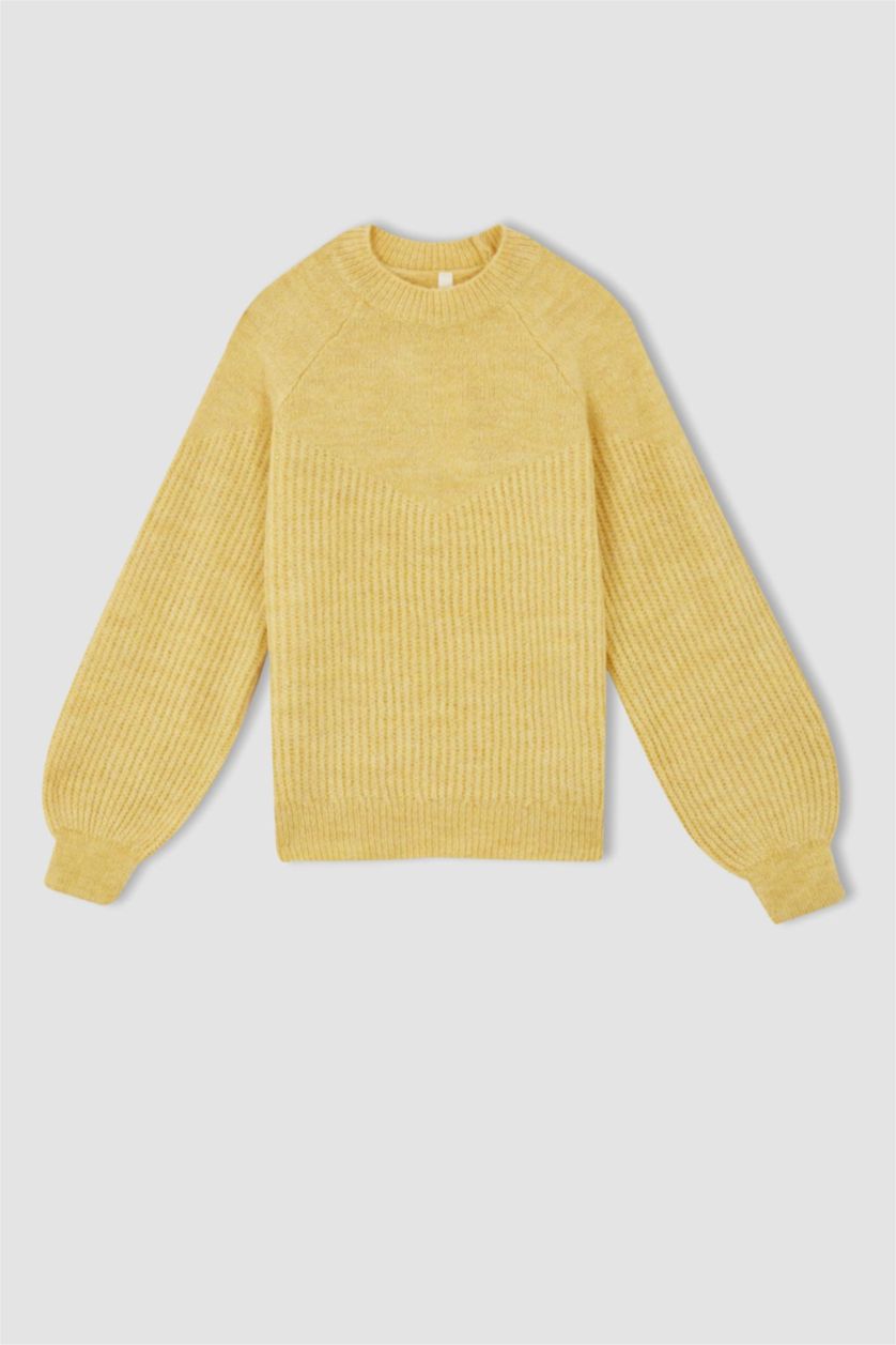 FILLES Jaune Clair Pull Tricot Col rond Fille