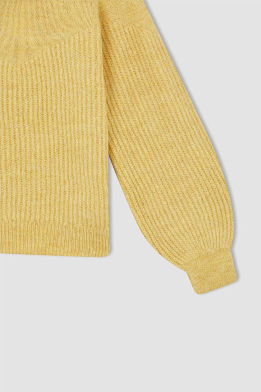 FILLES Jaune Clair Pull Tricot Col rond Fille