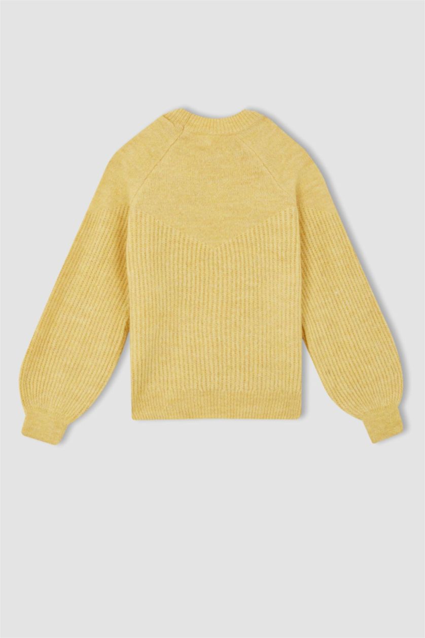 FILLES Jaune Clair Pull Tricot Col rond Fille