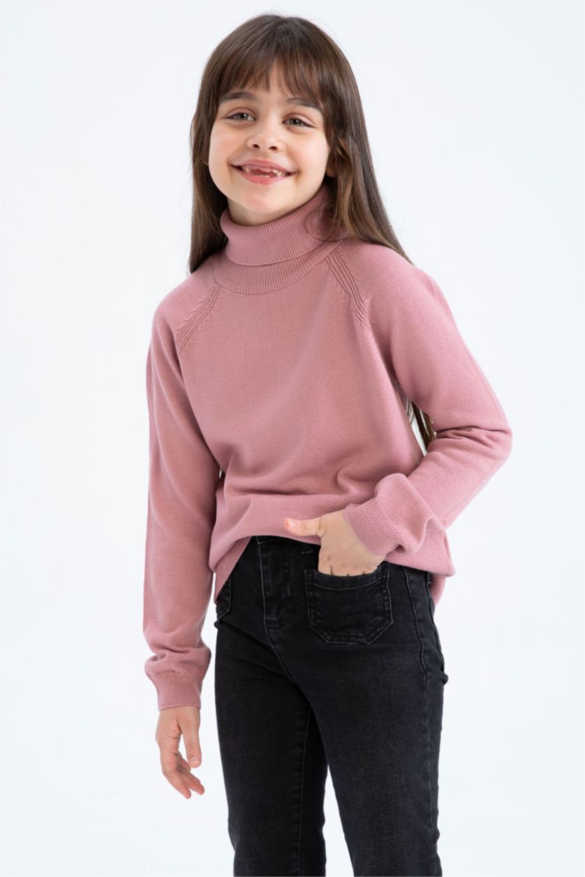 Kız Çocuk - Genç Kız Gülkurusu Kız Çocuk Regular Fit Balıkçı Yaka Kazak