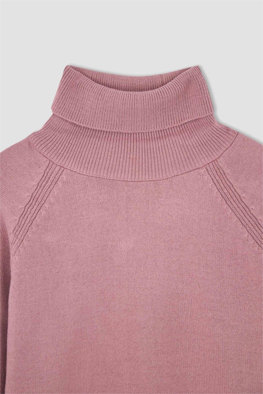 Kız Çocuk - Genç Kız Gülkurusu Kız Çocuk Regular Fit Balıkçı Yaka Kazak