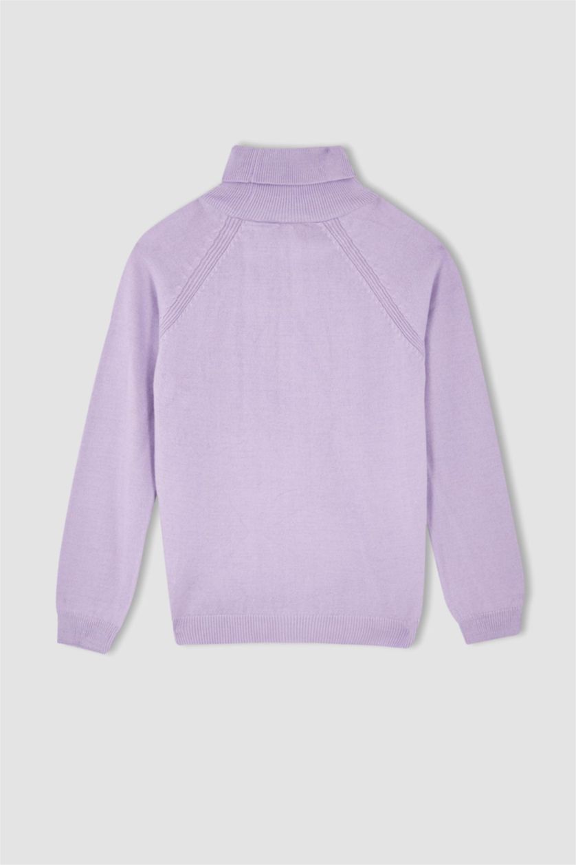Kız Çocuk - Genç Kız Açık Lila Kız Çocuk Regular Fit Balıkçı Yaka Kazak