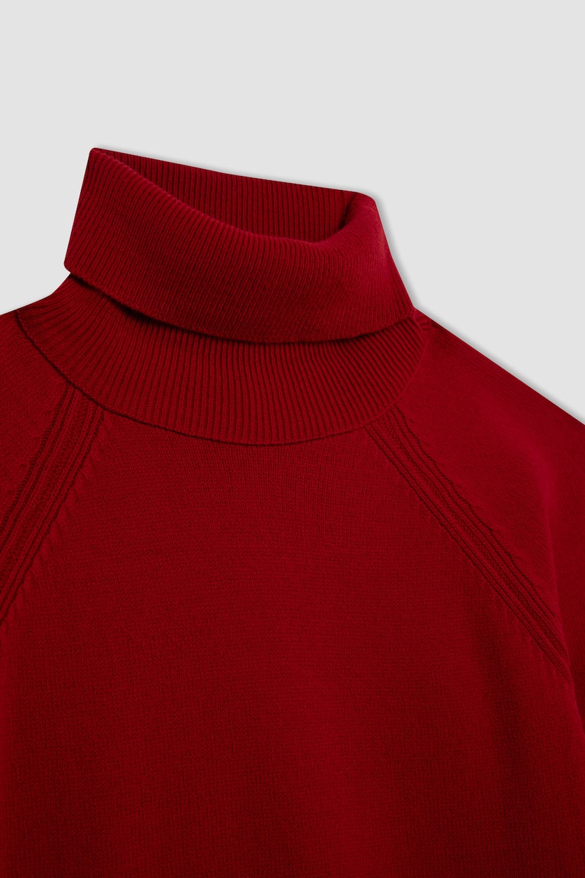 FILLES Rouge Pull basique en maille rouge, col roulé pour fille