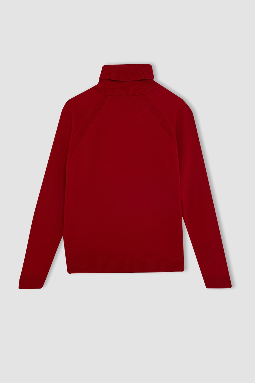 FILLES Rouge Pull basique en maille rouge, col roulé pour fille