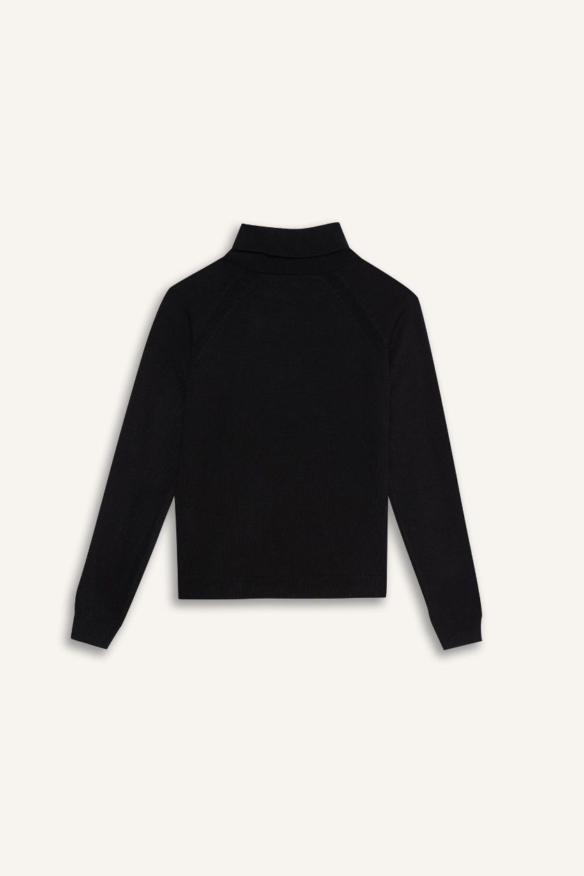 FILLES Noir Pull noir à col roulé pour fille