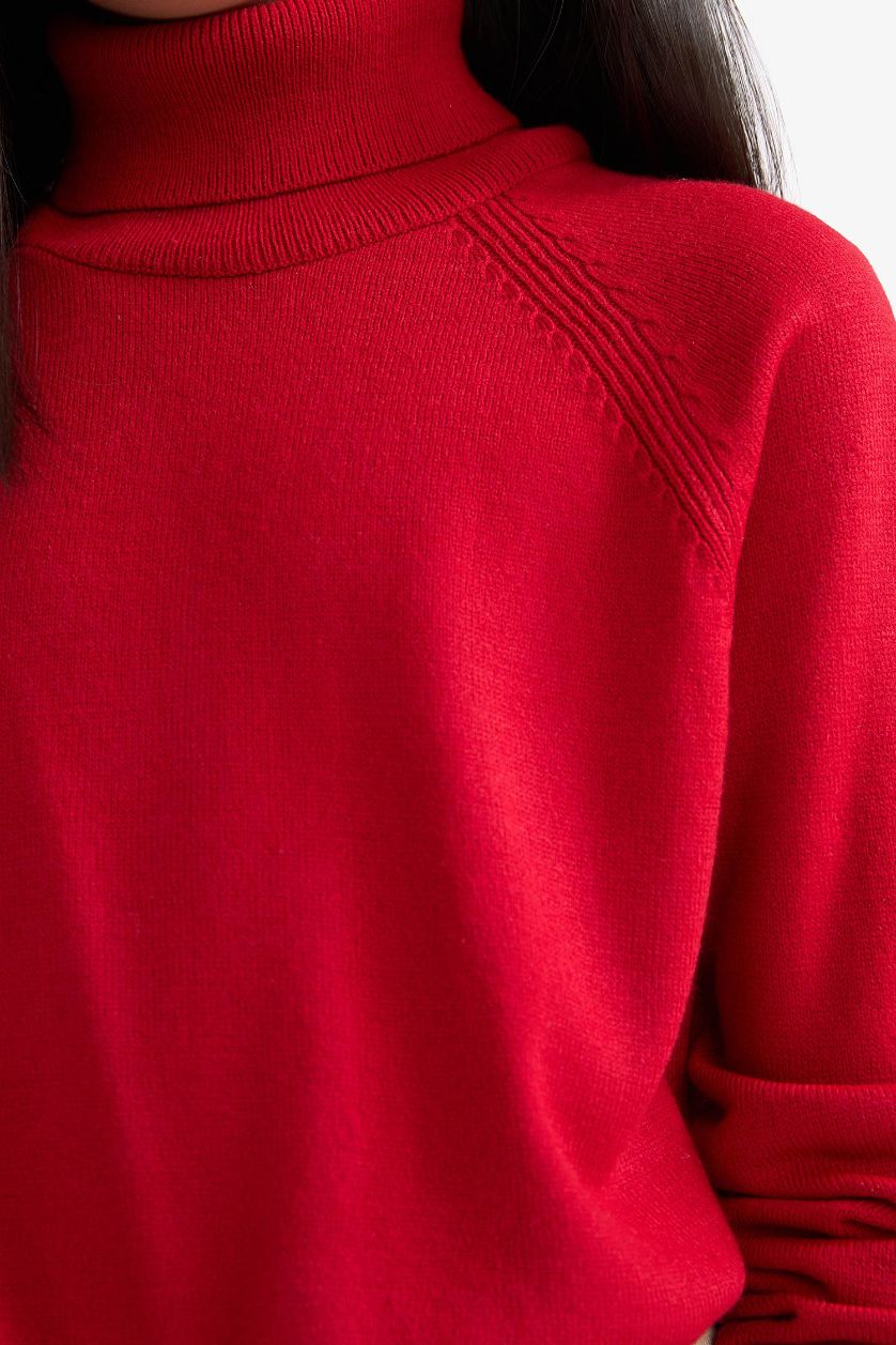 FILLES Rouge Pull rouge à col roulé pour fille