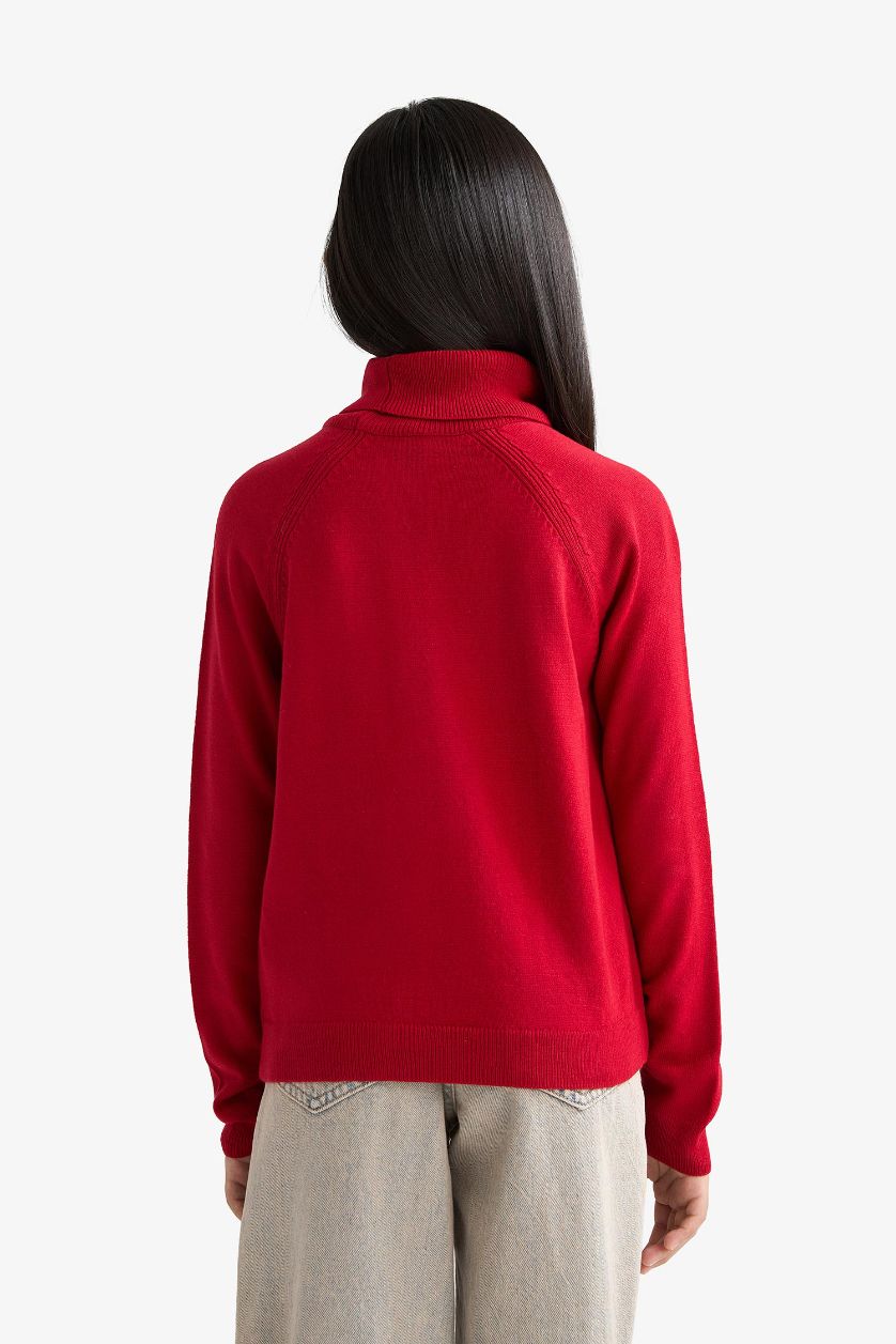 FILLES Rouge Pull rouge à col roulé pour fille