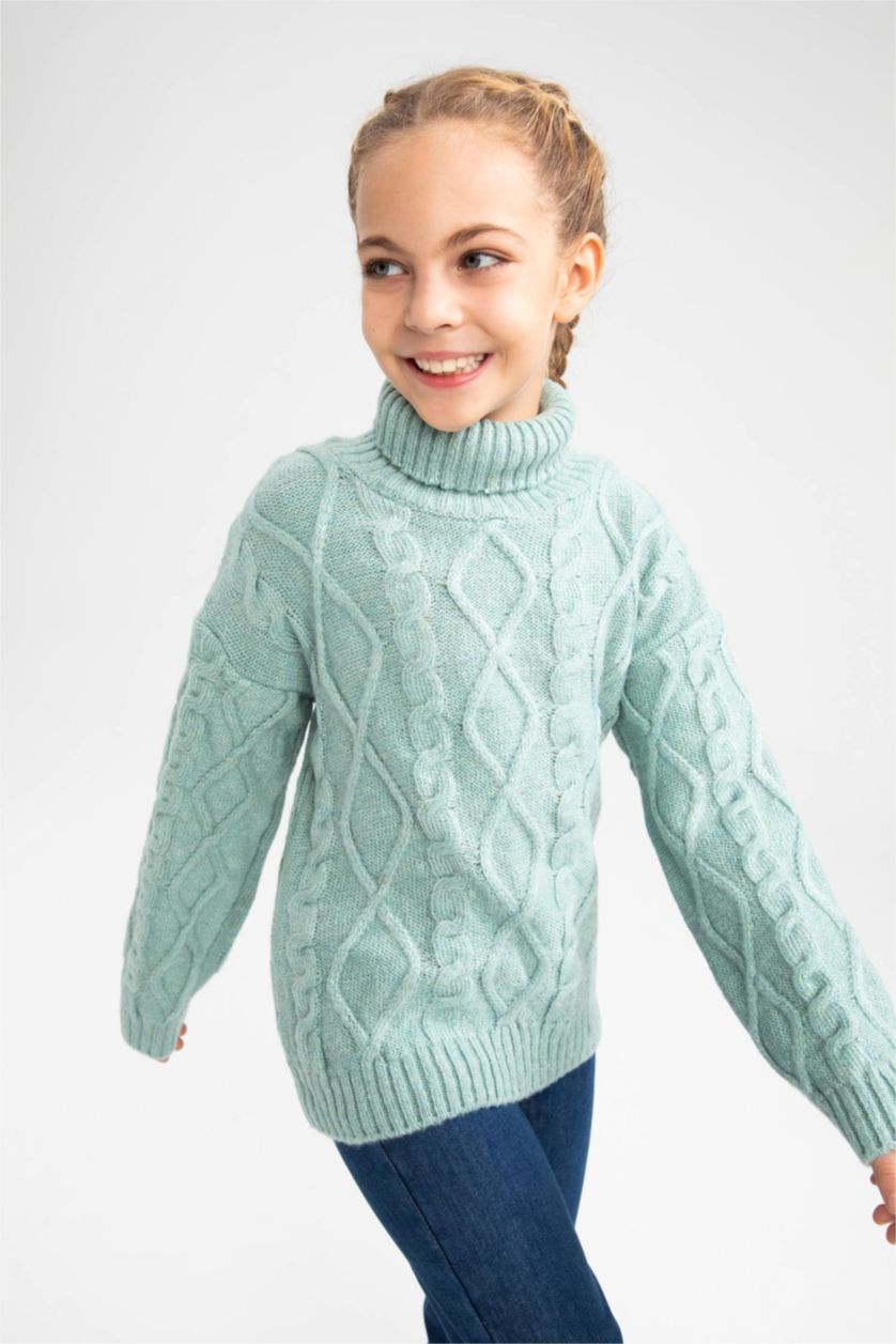 Girls & Teens Aqua Girl Regular Fit Turtleneck Pullover