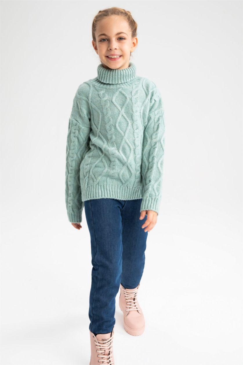 Girls & Teens Aqua Girl Regular Fit Turtleneck Pullover