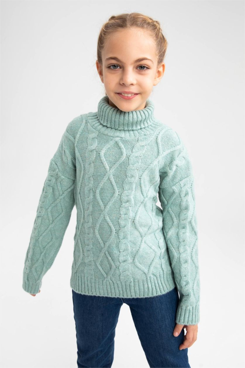 Girls & Teens Aqua Girl Regular Fit Turtleneck Pullover