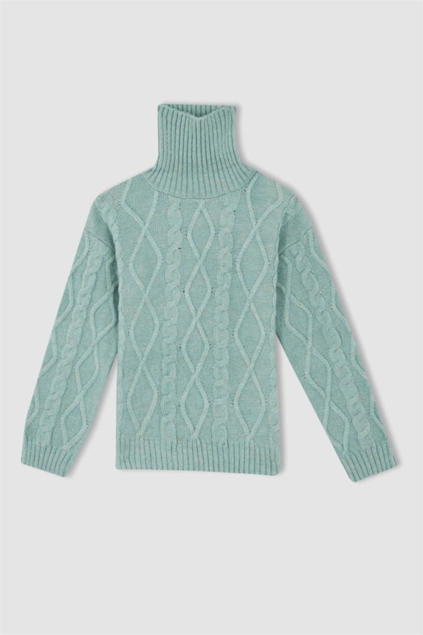 Girls & Teens Aqua Girl Regular Fit Turtleneck Pullover