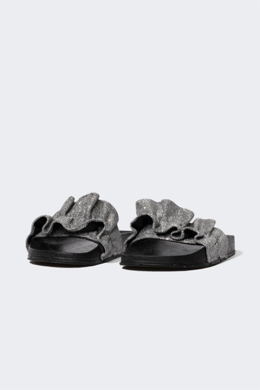 FEMME Anthracite Pantoufles à Semelle Plate pour Femme