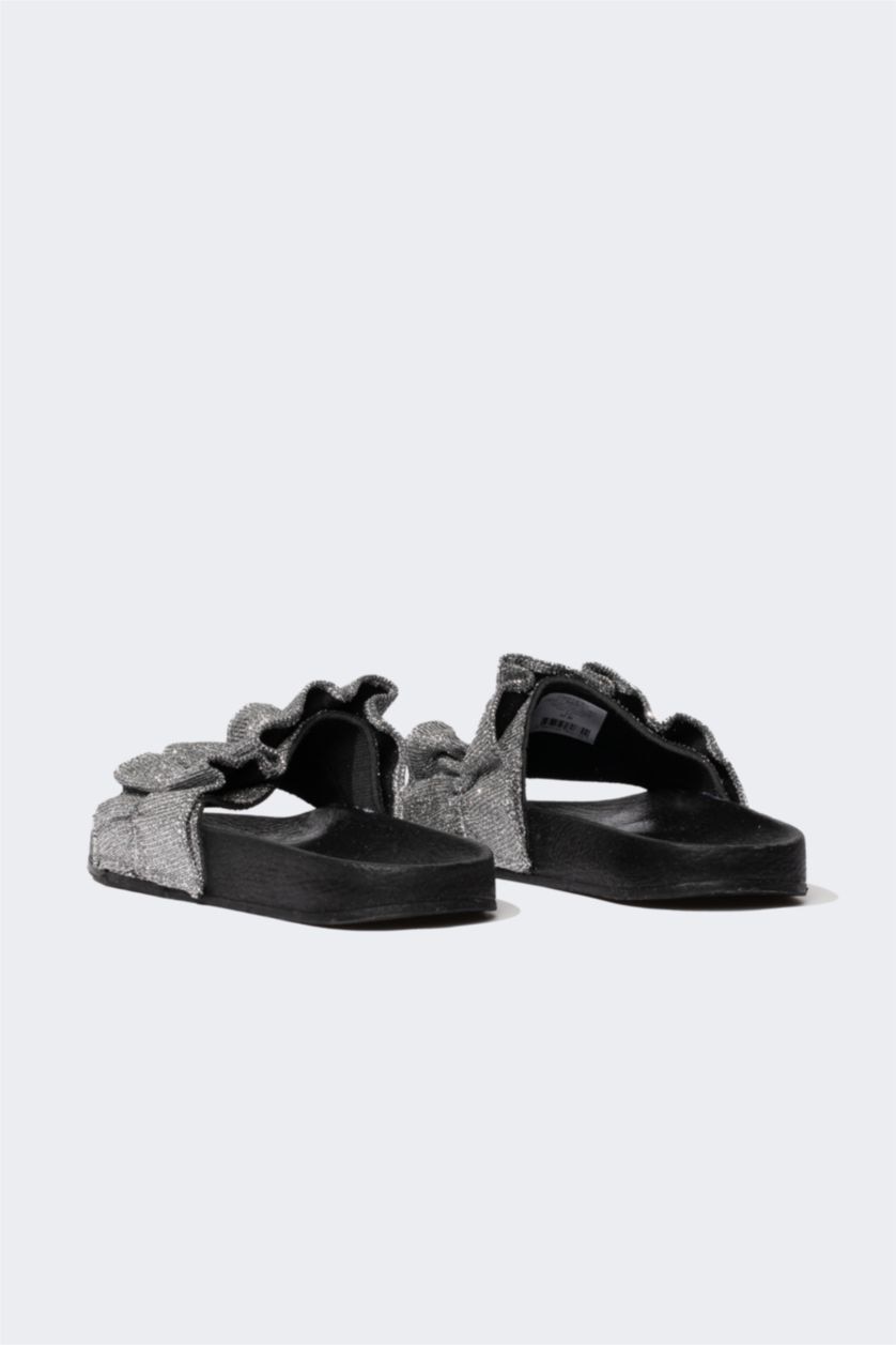 FEMME Anthracite Pantoufles à Semelle Plate pour Femme