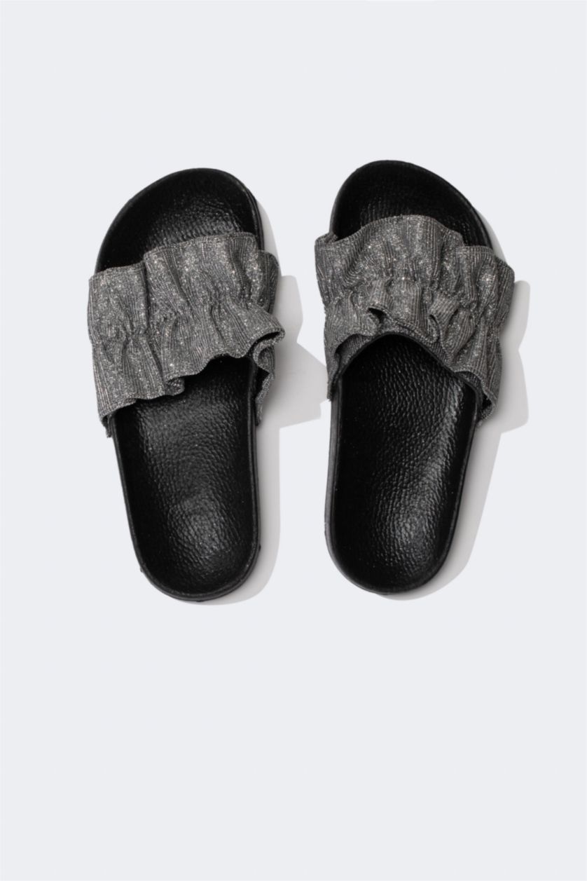 FEMME Anthracite Pantoufles à Semelle Plate pour Femme