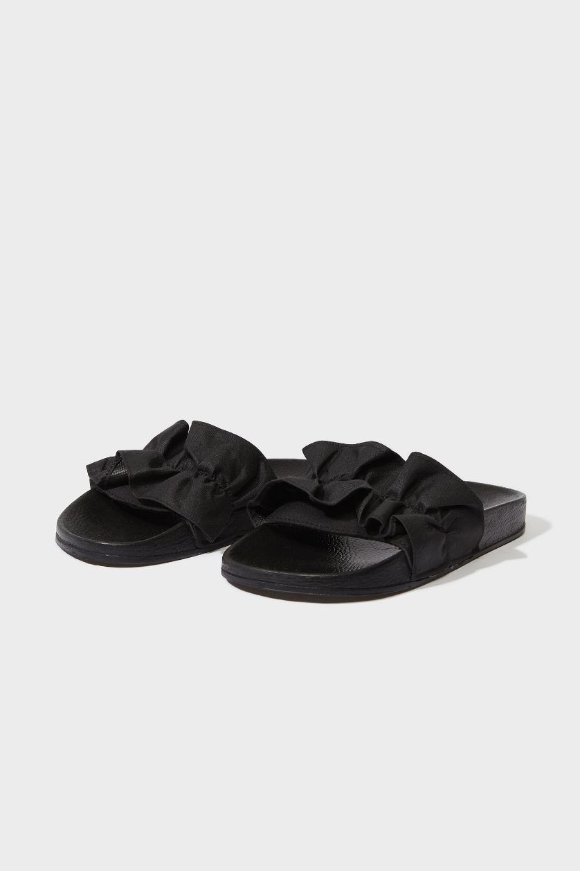 نساء أسود شبشب حريمي إيفا بكعب مسطح بشريط مزدوج