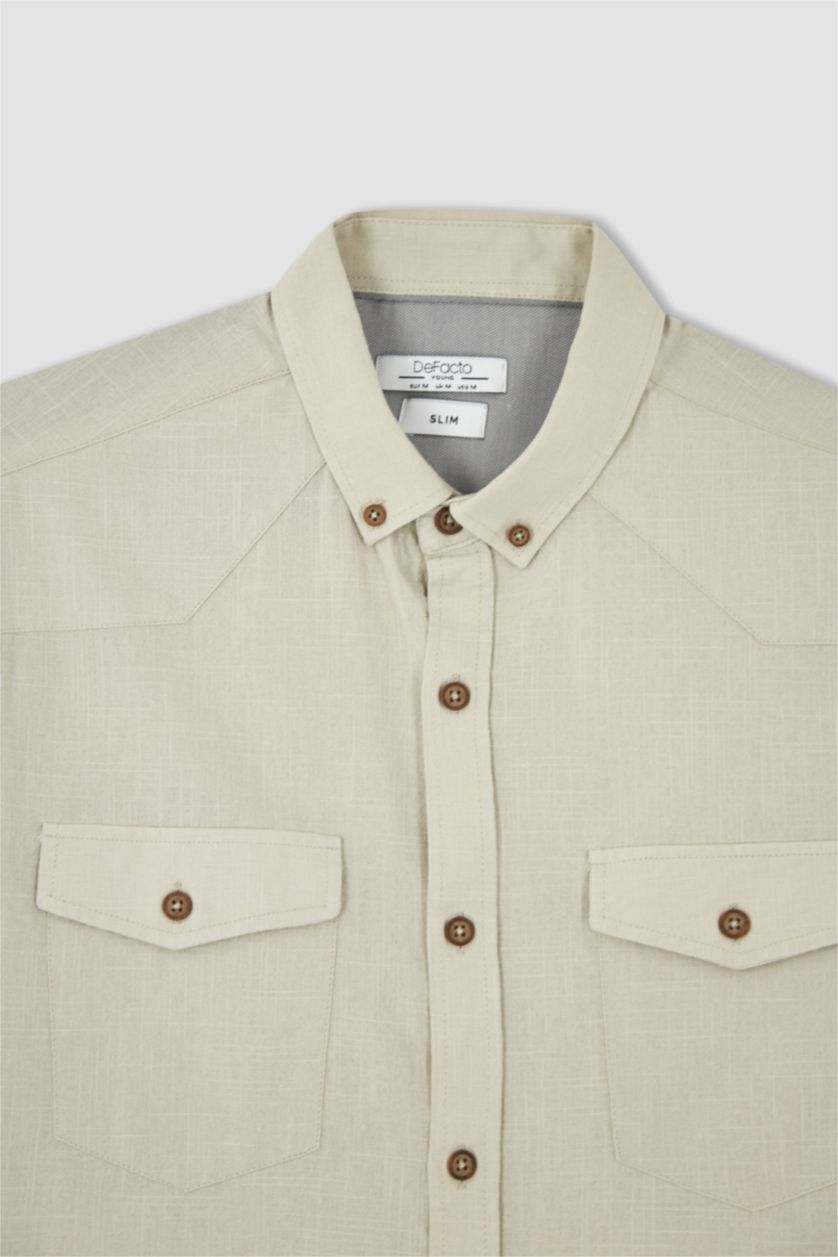 MAN Stone Slim Fit Poplin Short Sleeve Shirt