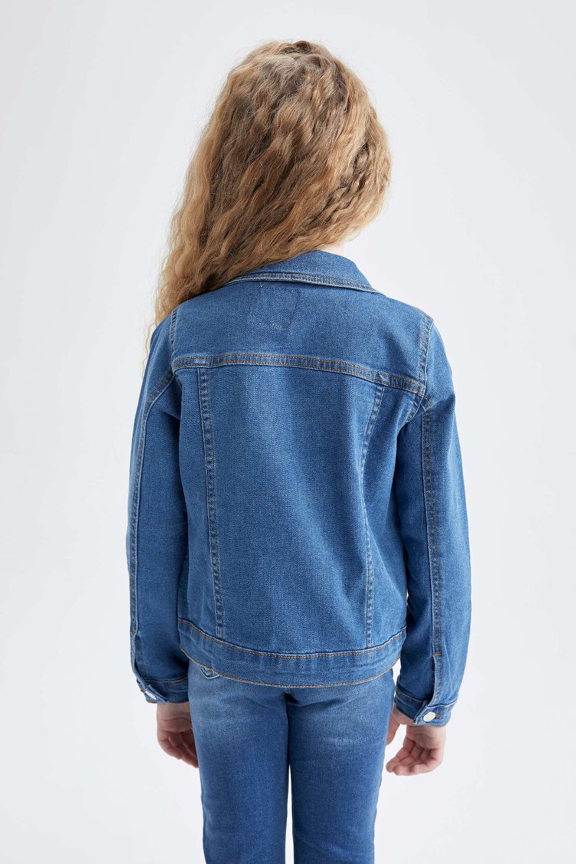 بناتي أزرق جاكيت جينز بناتي قصة عادية