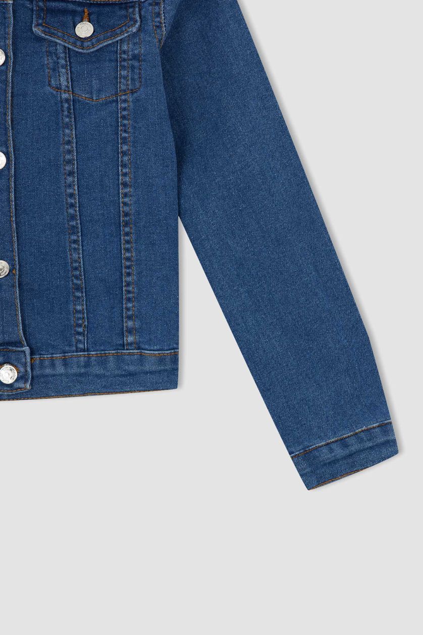 بناتي أزرق جاكيت جينز بناتي قصة عادية