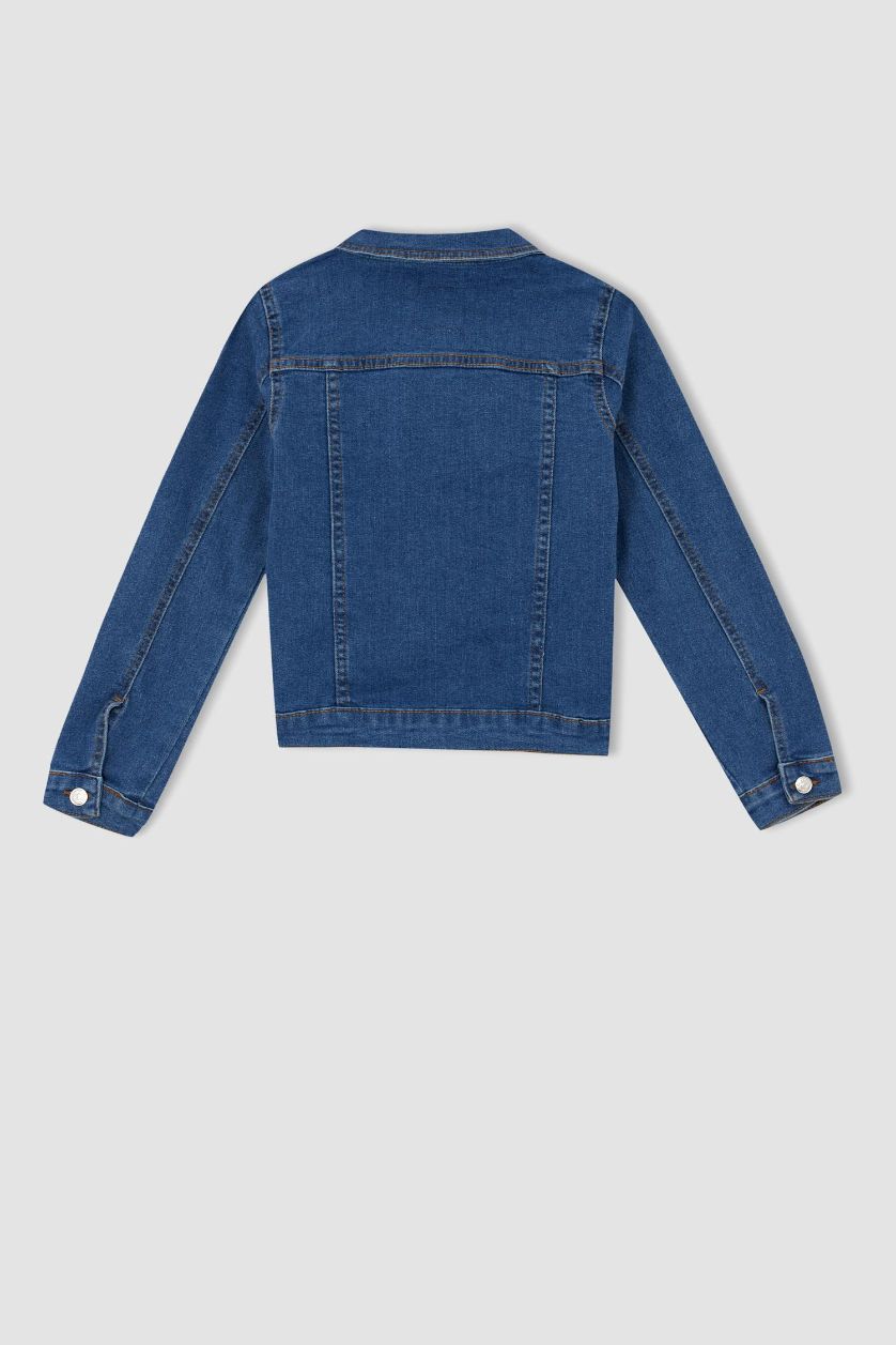 بناتي أزرق جاكيت جينز بناتي قصة عادية