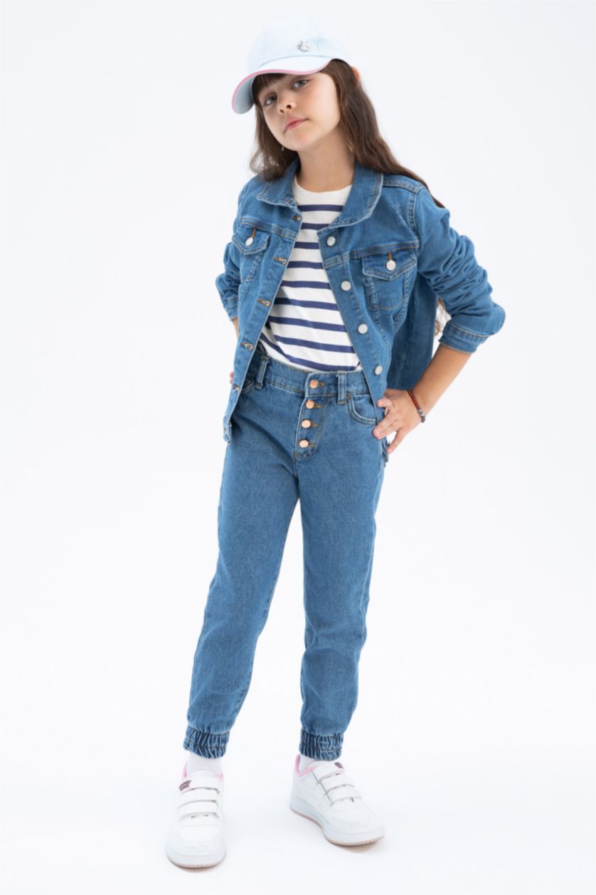 بنات أزرق جاكيت بناتي جينز قصة ضيقة