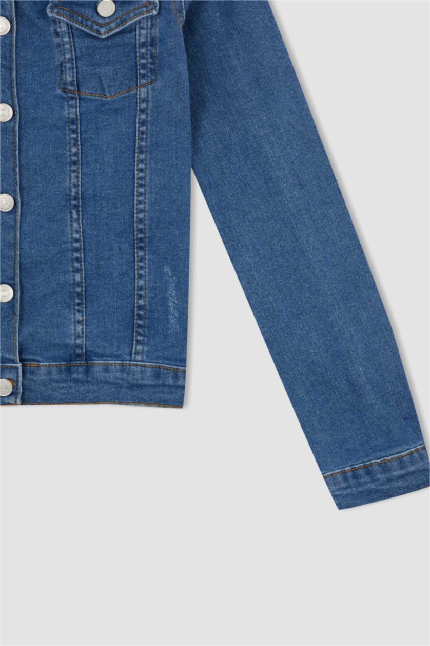 بنات أزرق جاكيت بناتي جينز قصة ضيقة